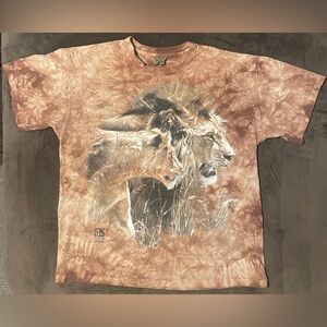 Vintage The Mountain Shirt Mens Brown Tie Dye Tiger Lion 1998 NWF EDITIONS